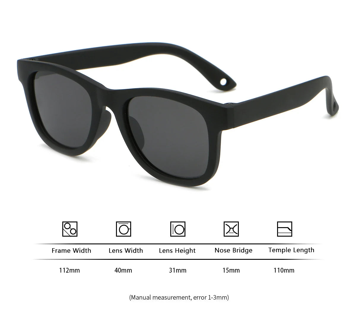 Lunette de soleil bébé carré avec lacet