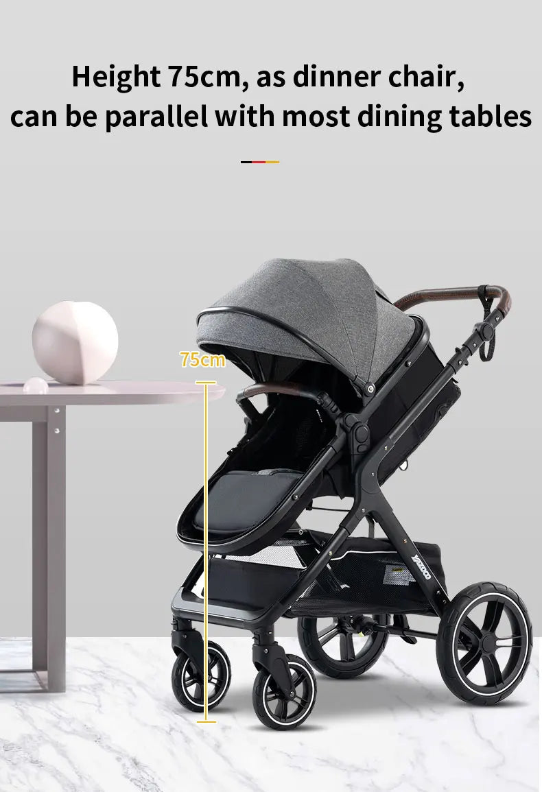 Poussette luxueuse 3 en 1 pour nouveau-né pliable