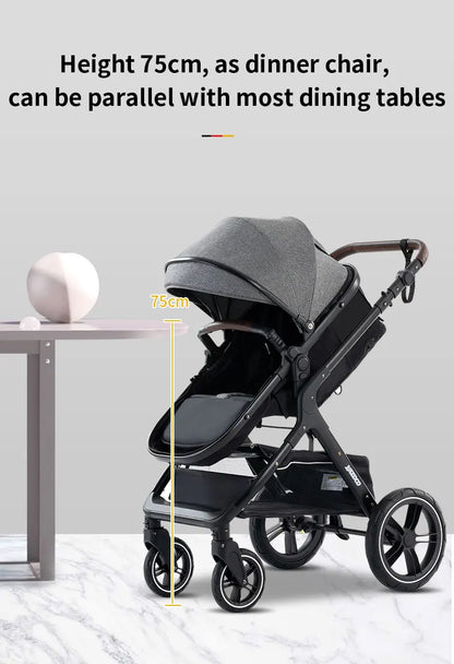 Poussette luxueuse 3 en 1 pour nouveau-né pliable