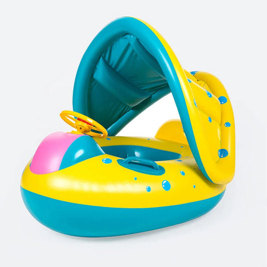 Bouée pour bébé portable et gonflable avec pare-soleil