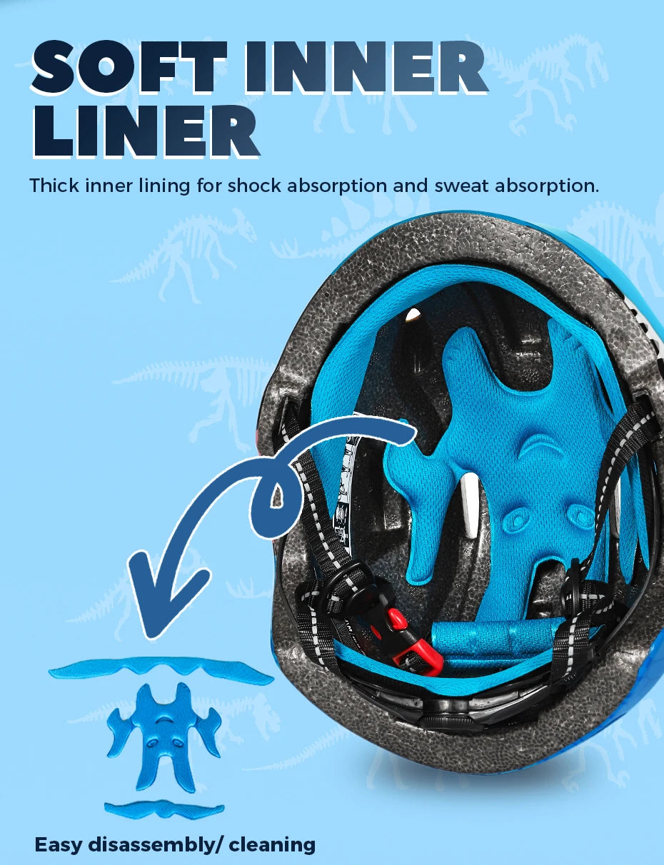 Casque de vélo à motif de dinosaure 3D pour enfants
