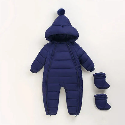 Doudoune bébé barbotteuse rouge avec capuche et chaussons