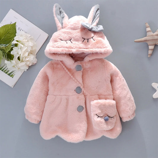 Manteau en peluche avec oreilles de lapin pour bébés