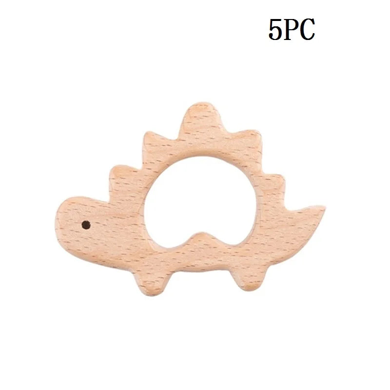 Hochet de dentition en bois de hêtre pour bébé