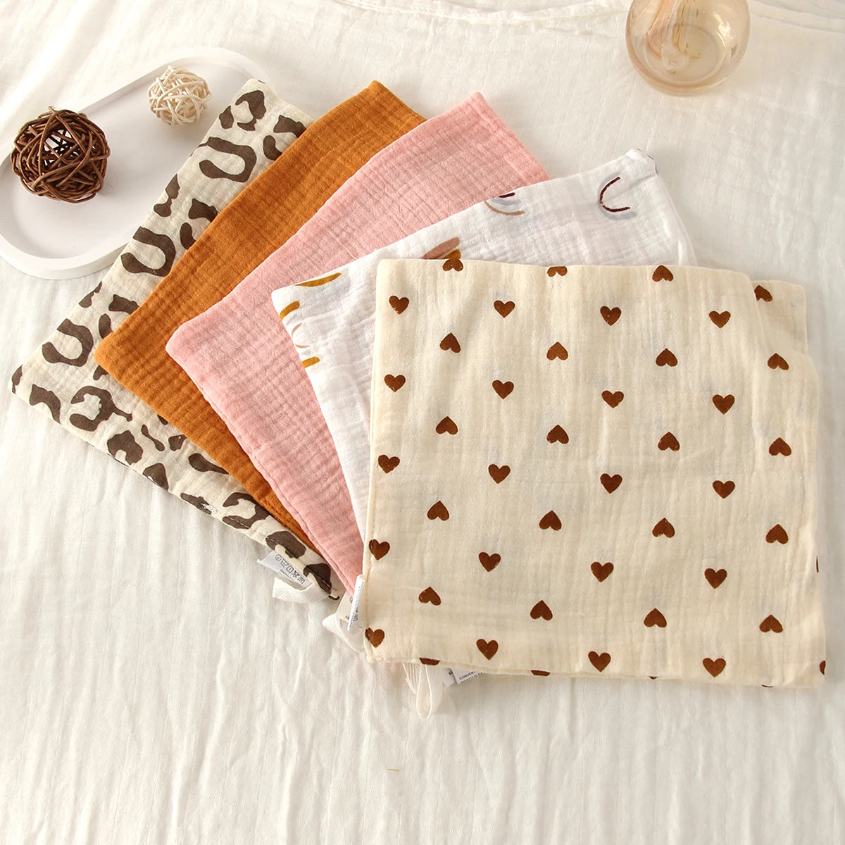 Bavoir 100% en mousseline de coton biologique pour bébé X5