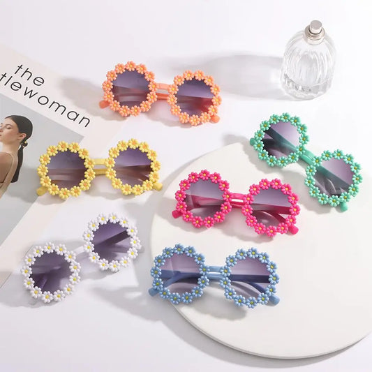 Lunette de soleil bébé ronde en forme de marguerite