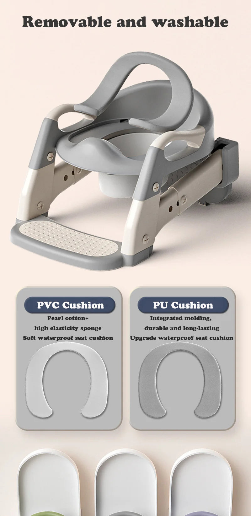 Chaise de toilettes pliable avec escalier pour enfants