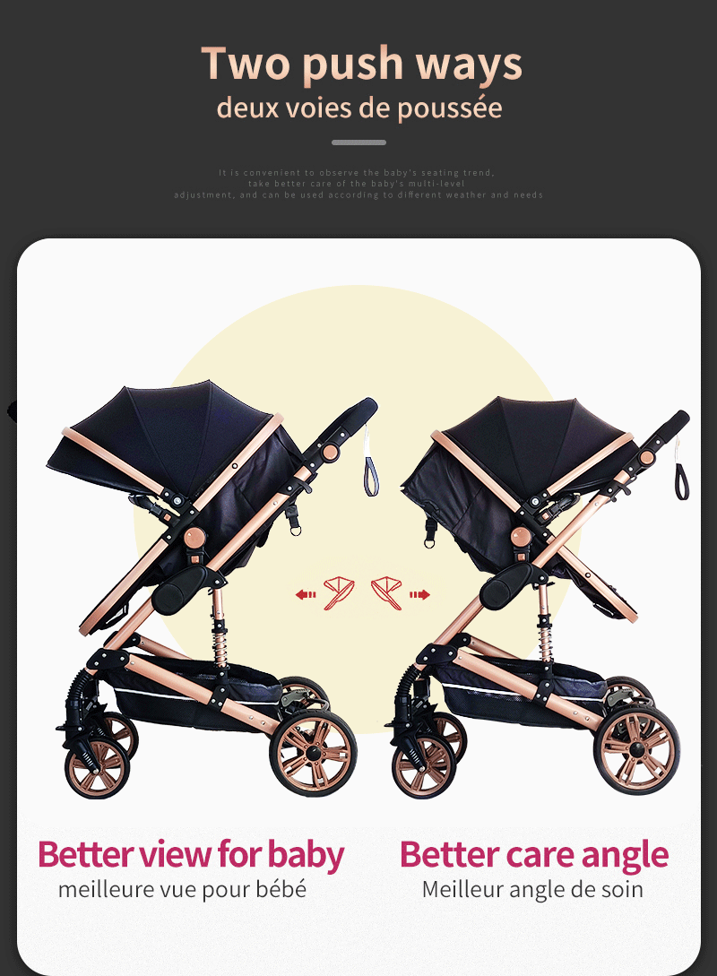 Poussette trio 3 en 1 pour bébé pliable