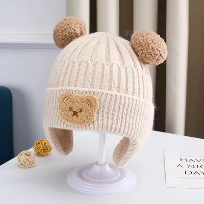 Bonnet chaud bébé en forme d'ours