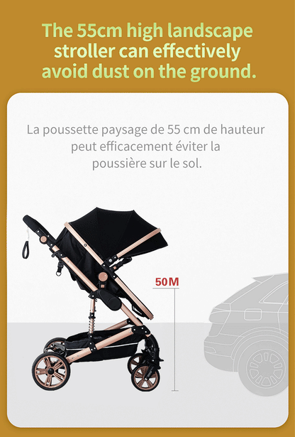 Poussette trio 3 en 1 pour bébé pliable