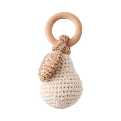 Hochet en bois avec anneau de dentition pour bébé