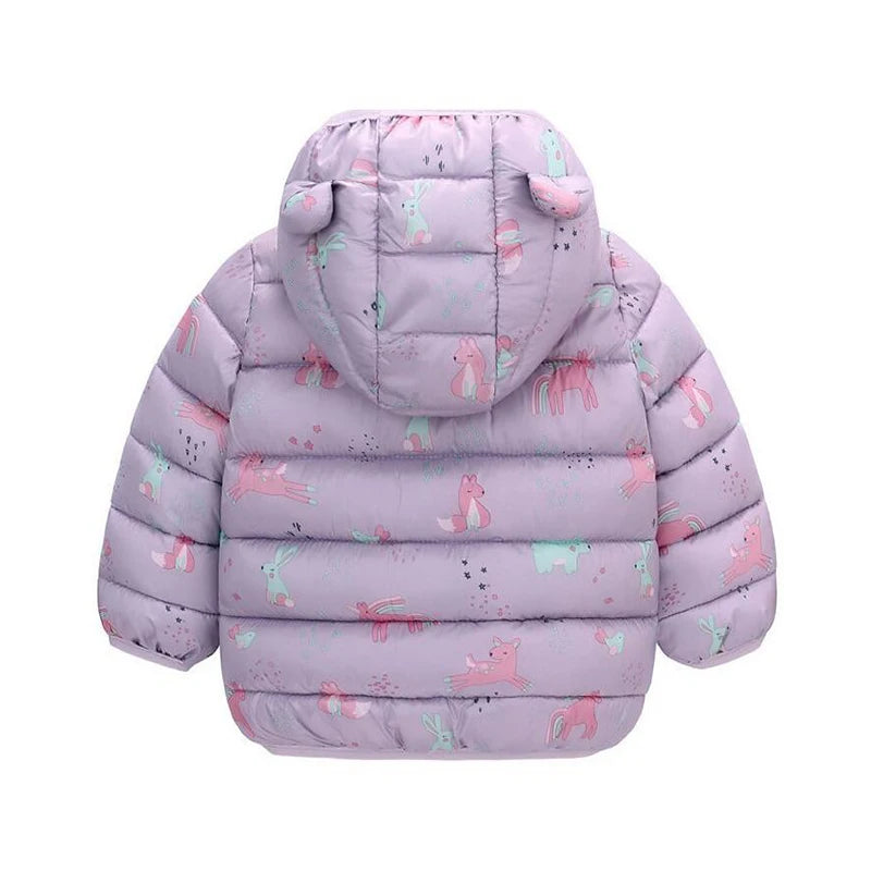 Doudoune bébé fille violette avec capuche à petites oreilles