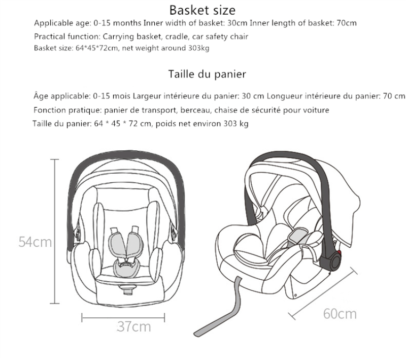 Poussette trio 3 en 1 pour bébé pliable