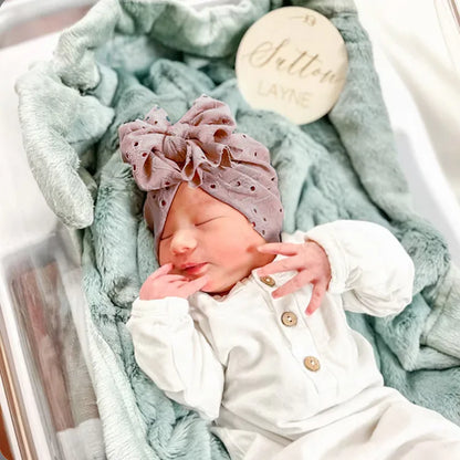 Turban en dentelle avec noeud pour bébé fille