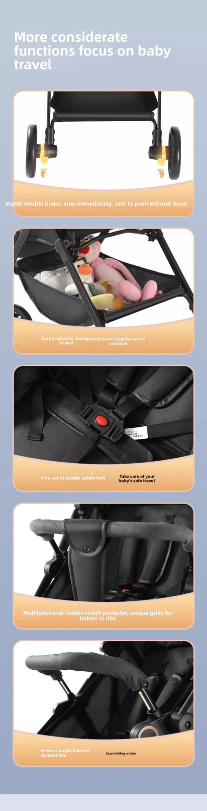 Poussette portable et pliable pour bébé