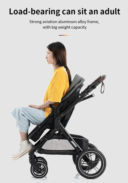 Poussette luxueuse 3 en 1 pour nouveau-né pliable