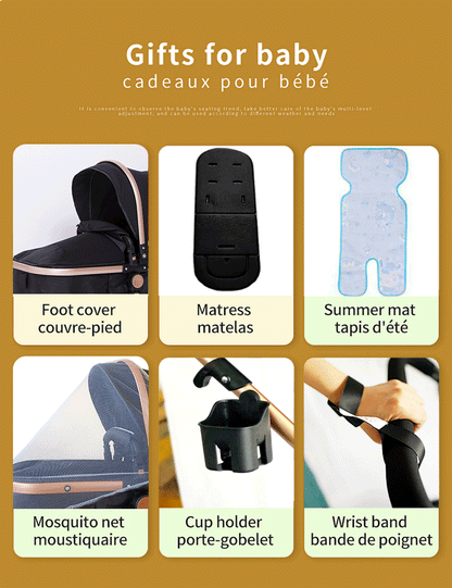 Poussette trio 3 en 1 pour bébé pliable