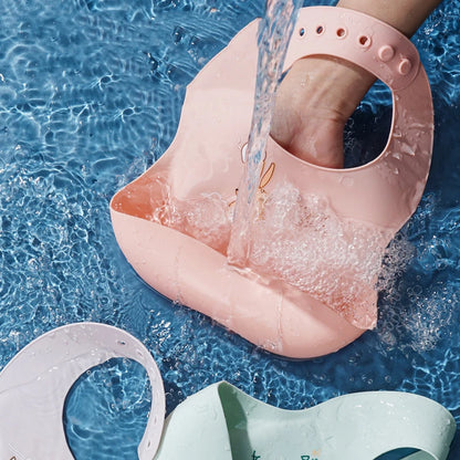 Bavoir en silicone imperméable à motif de chat pour bébé