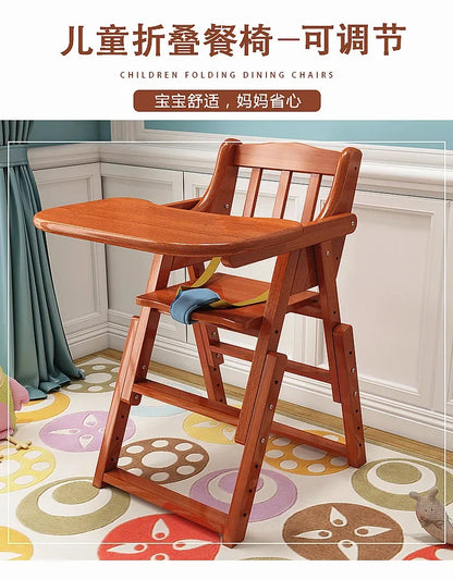 Chaise haute en bois pliable pour bébé