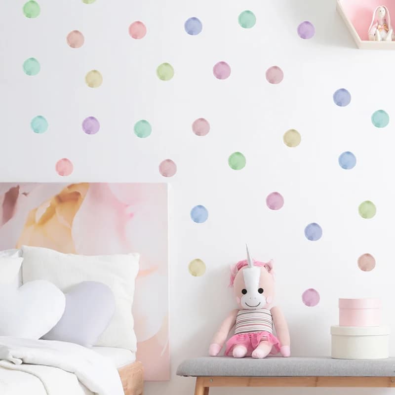 Autocollants muraux en point coloré pour chambre d’enfant