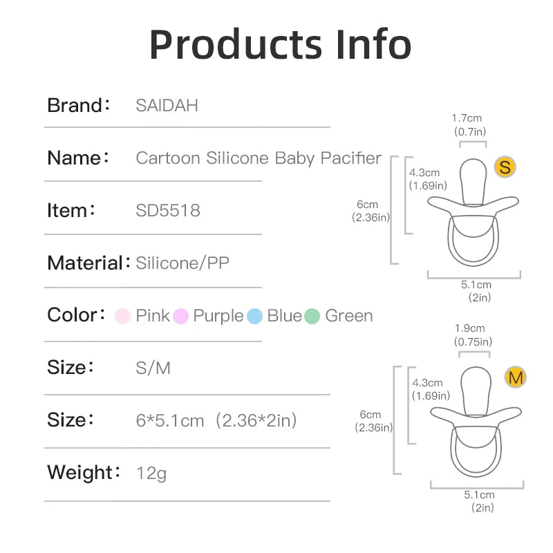 Sucette en silicone de couleur vive pour bébé