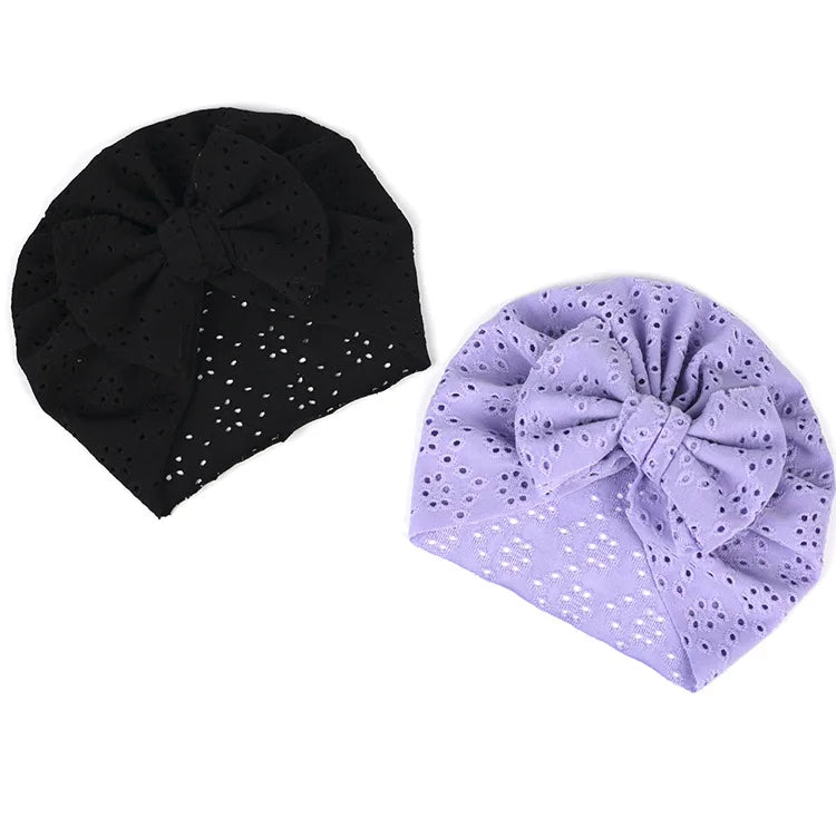 Turban en dentelle avec noeud pour bébé fille