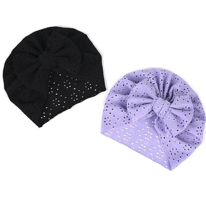 Turban en dentelle avec noeud pour bébé fille
