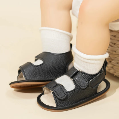 Sandales plates d’été à scratch pour bébé garçon et fille
