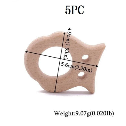 Hochet de dentition en bois de hêtre pour bébé