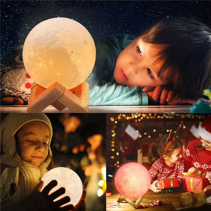 Veilleuses LED à motif lune 3D pour bébé