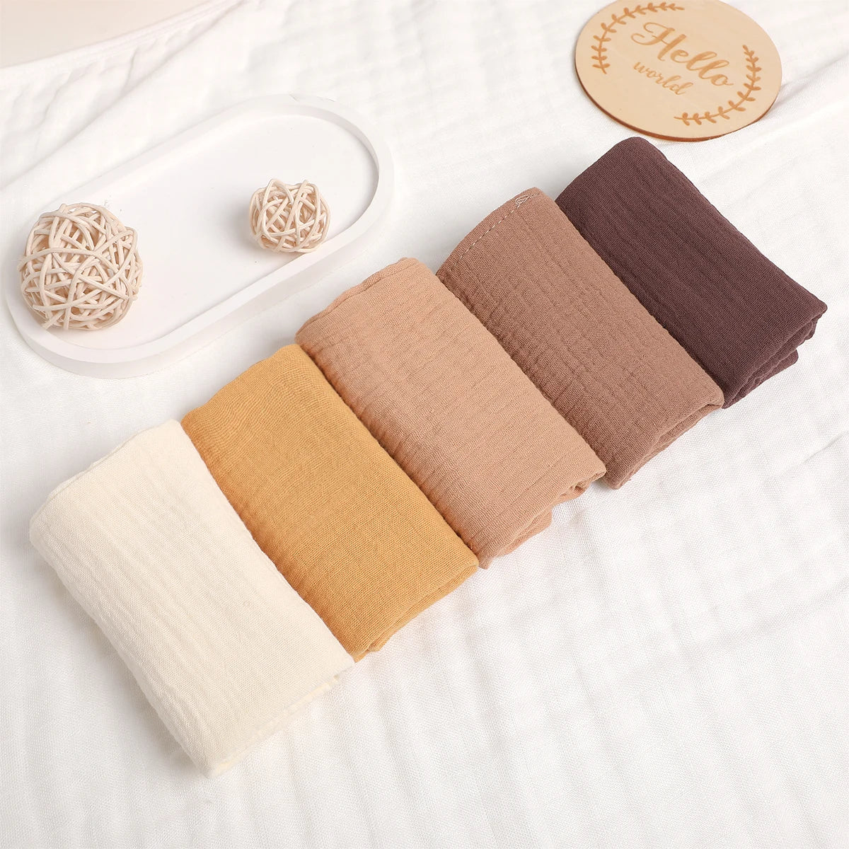 Bavoir 100% en mousseline de coton biologique pour bébé X5
