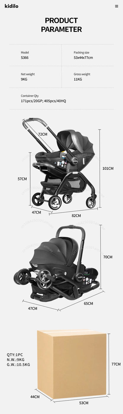 Poussette Portable 3 en 1 pour bébé