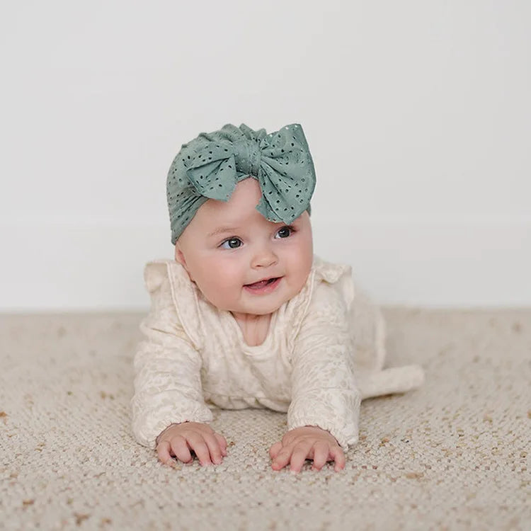 Turban en dentelle avec noeud pour bébé fille