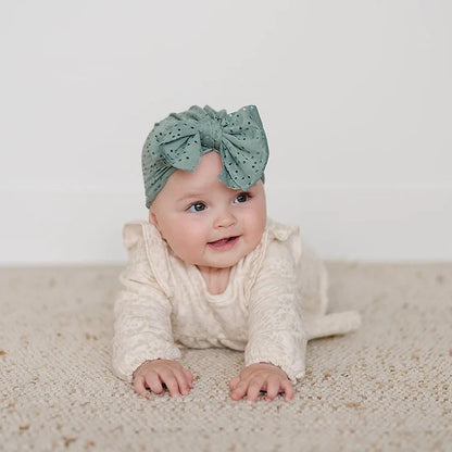 Turban en dentelle avec noeud pour bébé fille