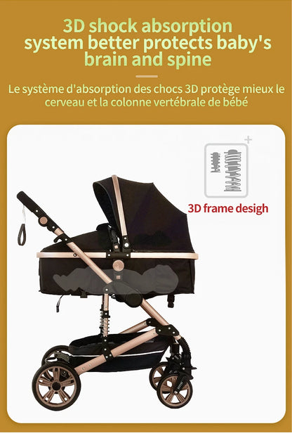 Poussette trio 3 en 1 pour bébé pliable
