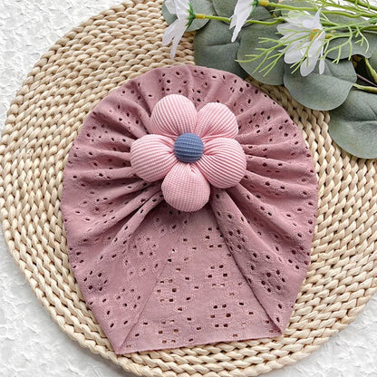 Turban respirant à fleurs pour bébé fille