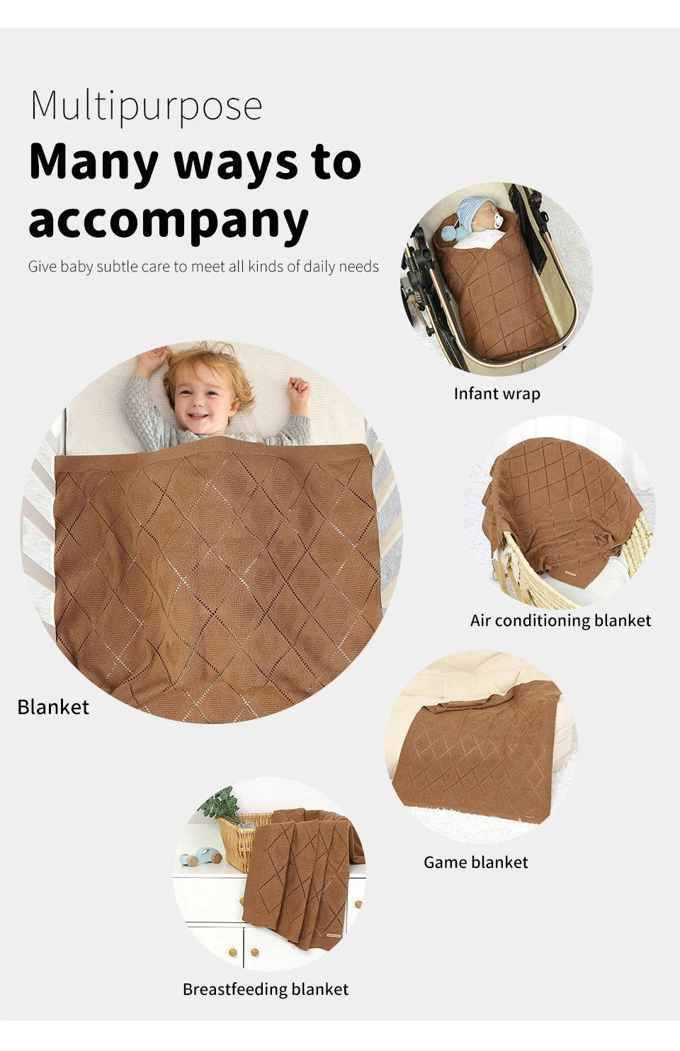 Couverture tricotée en coton pour bébé