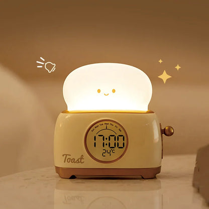 Veilleuse grille pain avec horloge numérique et alarme