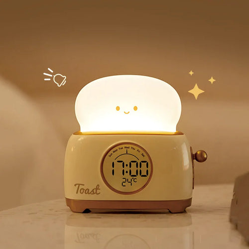 Veilleuse grille pain avec horloge numérique et alarme