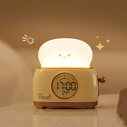 Veilleuse grille pain avec horloge numérique et alarme