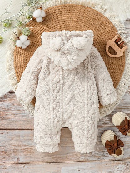 Combinaison en peluche à capuche pour nouveau-né