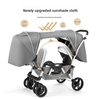 Poussette de jumeaux pliable