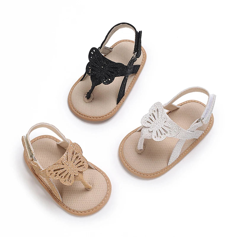 Sandales à paillettes détail papillon pour bébé fille