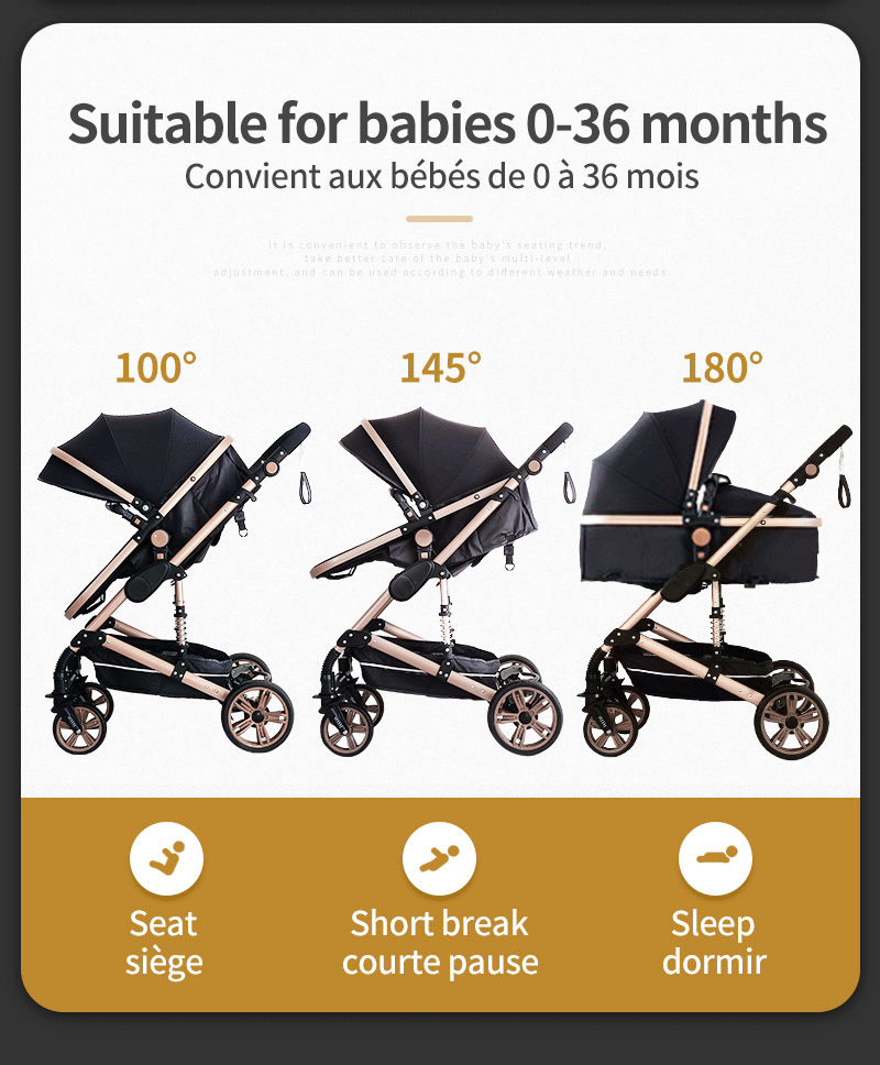 Poussette trio 3 en 1 pour bébé pliable