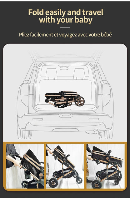 Poussette trio 3 en 1 pour bébé pliable