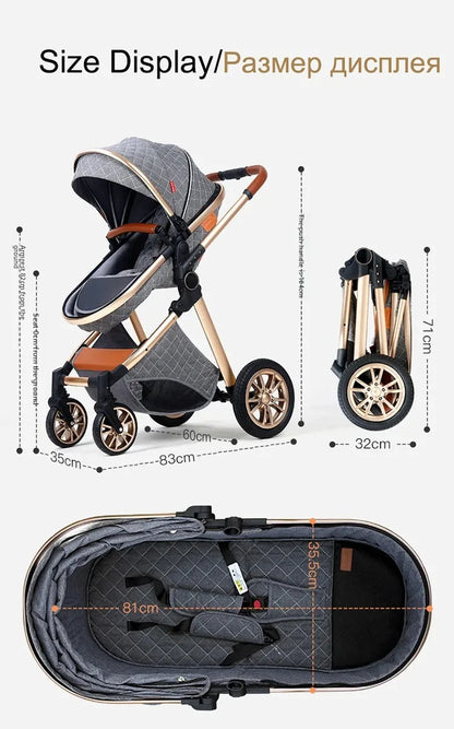 Poussette de bébé en cuir et aluminium