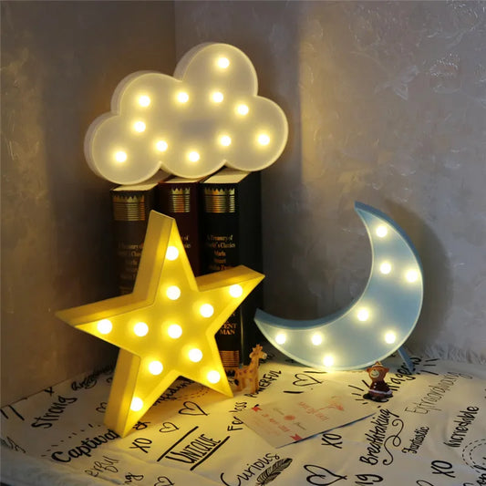 Lampe LED 3D en forme de lune et de nuage