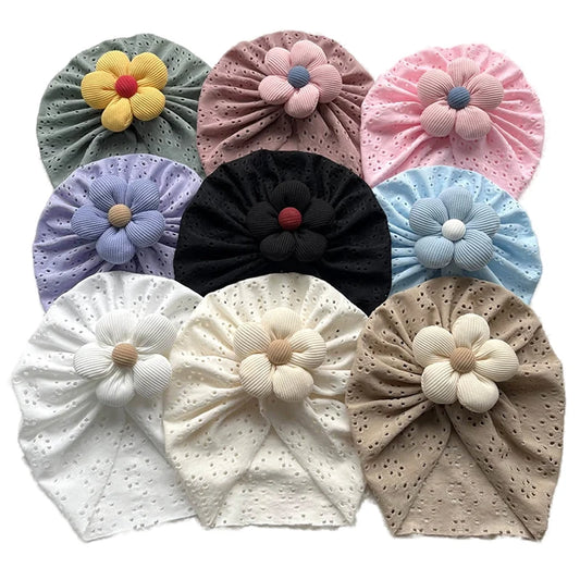 Turban respirant à fleurs pour bébé fille