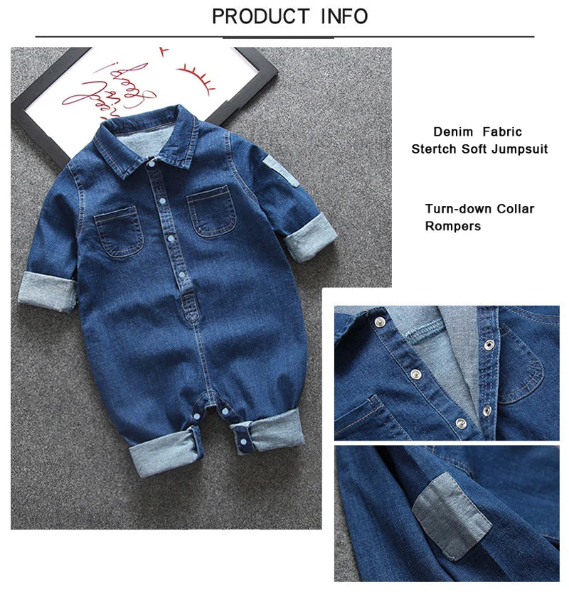 Barboteuse en denim doux pour bébés