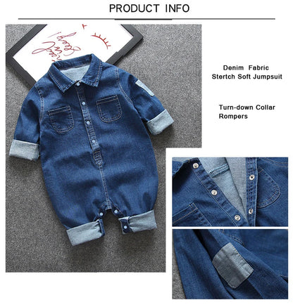Barboteuse en denim doux pour bébés